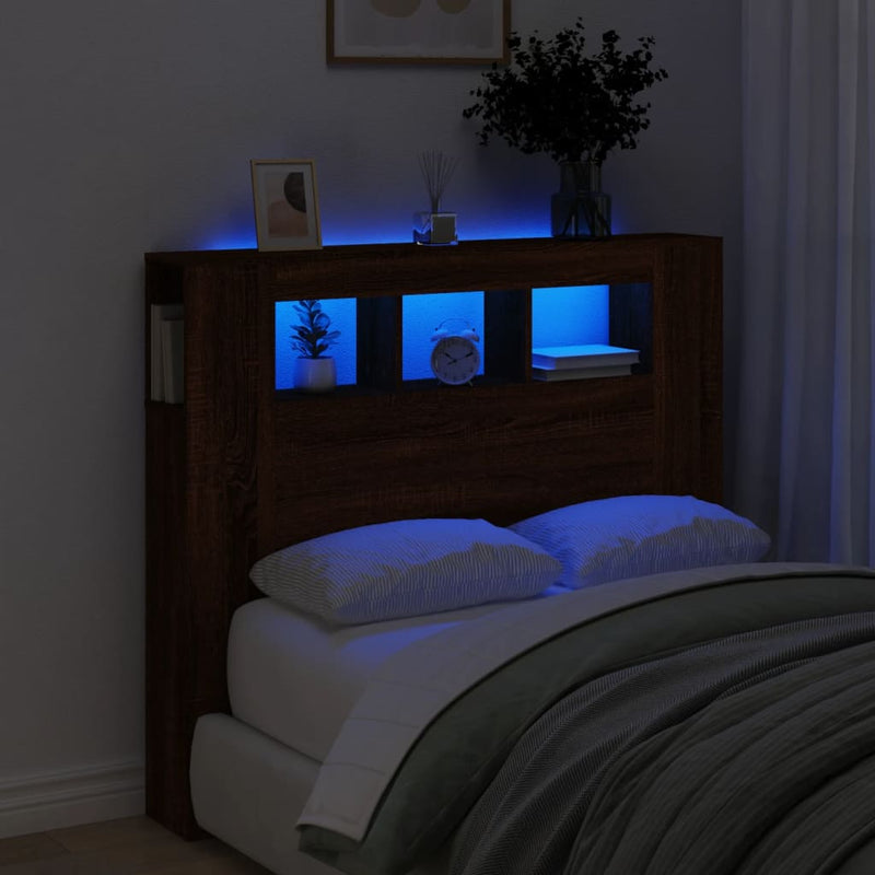 Led Hoofdbord 140 X 18,5 X 103,5 Cm Bewerkt Hout