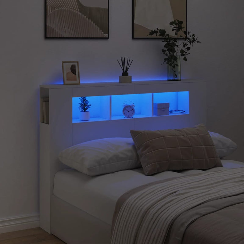 Led Hoofdbord 140 X 18,5 X 103,5 Cm Bewerkt Hout