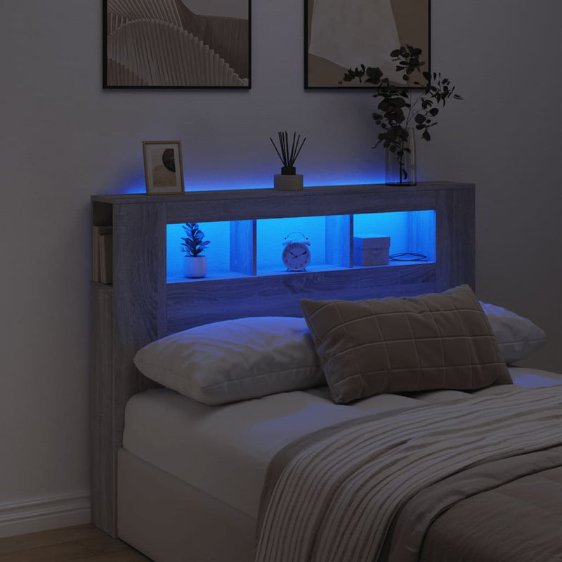 Led Hoofdbord 140 X 18,5 X 103,5 Cm Bewerkt Hout