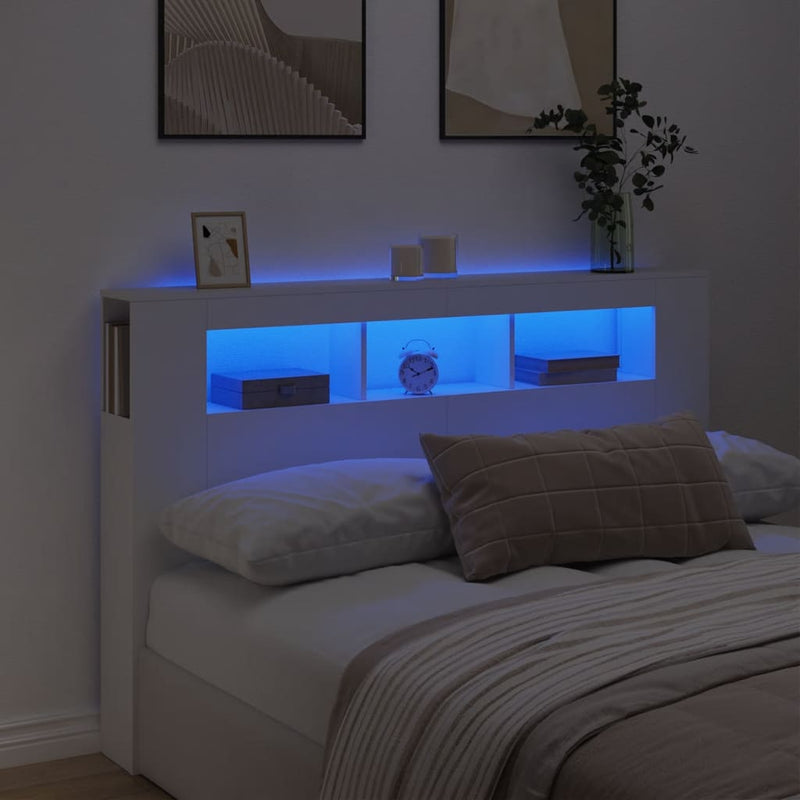 Led Hoofdbord 140 X 18,5 X 103,5 Cm Bewerkt Hout