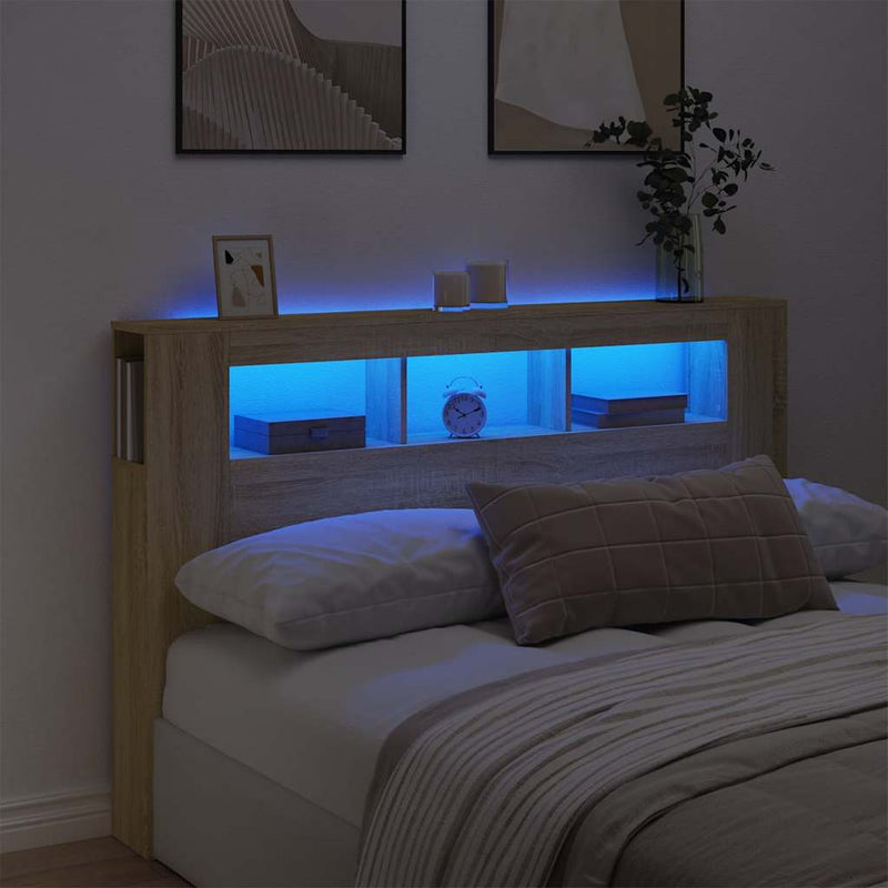 Led Hoofdbord 140 X 18,5 X 103,5 Cm Bewerkt Hout