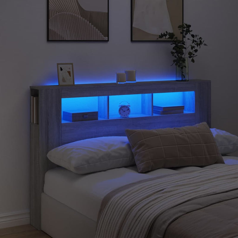 Led Hoofdbord 140 X 18,5 X 103,5 Cm Bewerkt Hout