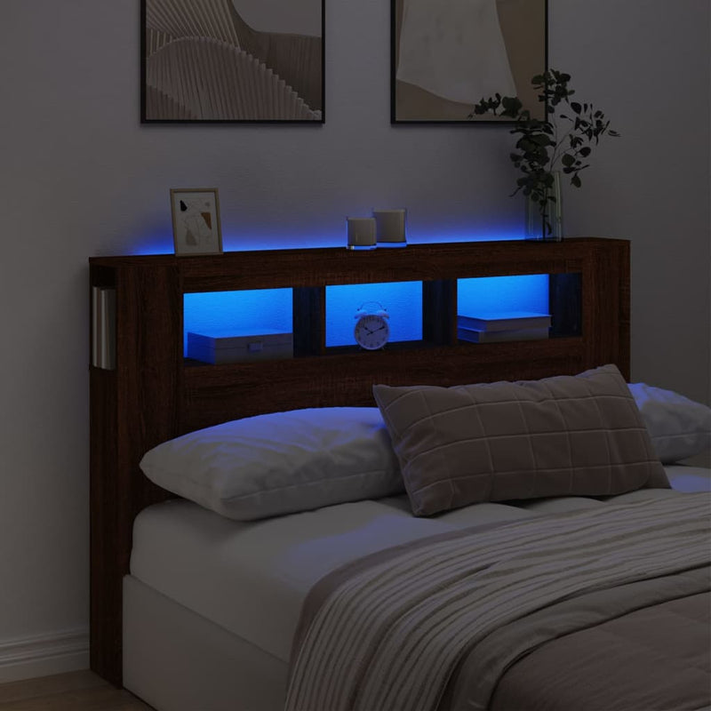 Led Hoofdbord 140 X 18,5 X 103,5 Cm Bewerkt Hout
