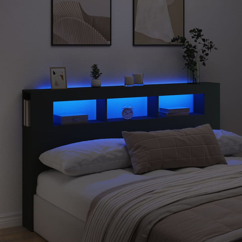 Led Hoofdbord 140 X 18,5 X 103,5 Cm Bewerkt Hout