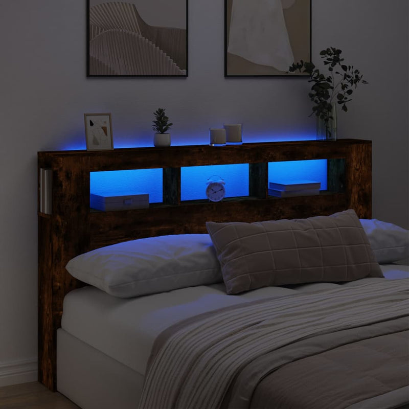 Led Hoofdbord 140 X 18,5 X 103,5 Cm Bewerkt Hout