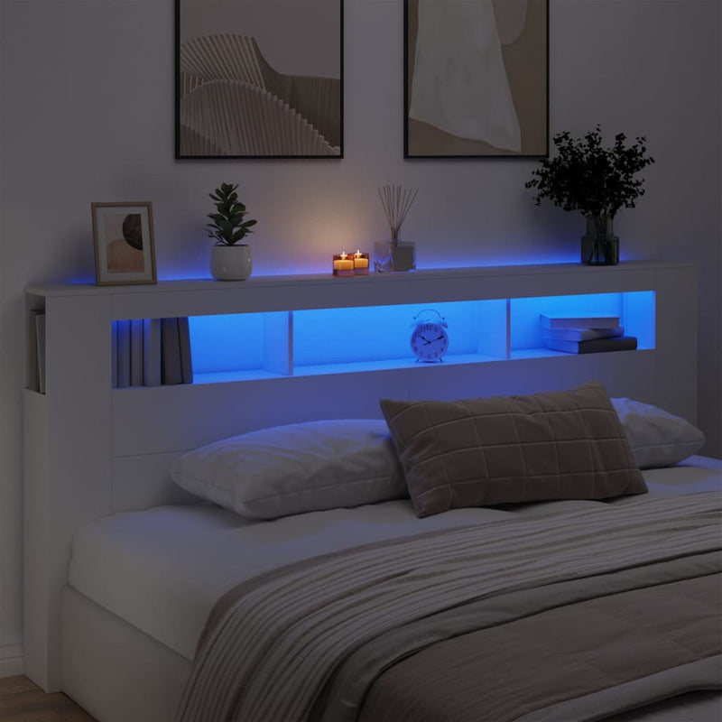 Led Hoofdbord 140 X 18,5 X 103,5 Cm Bewerkt Hout