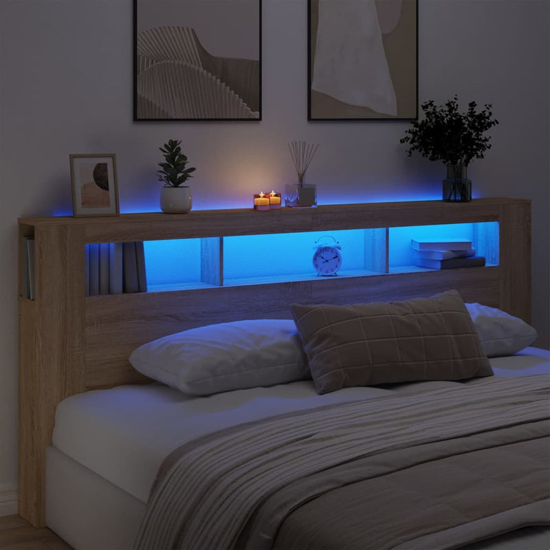 Led Hoofdbord 140 X 18,5 X 103,5 Cm Bewerkt Hout
