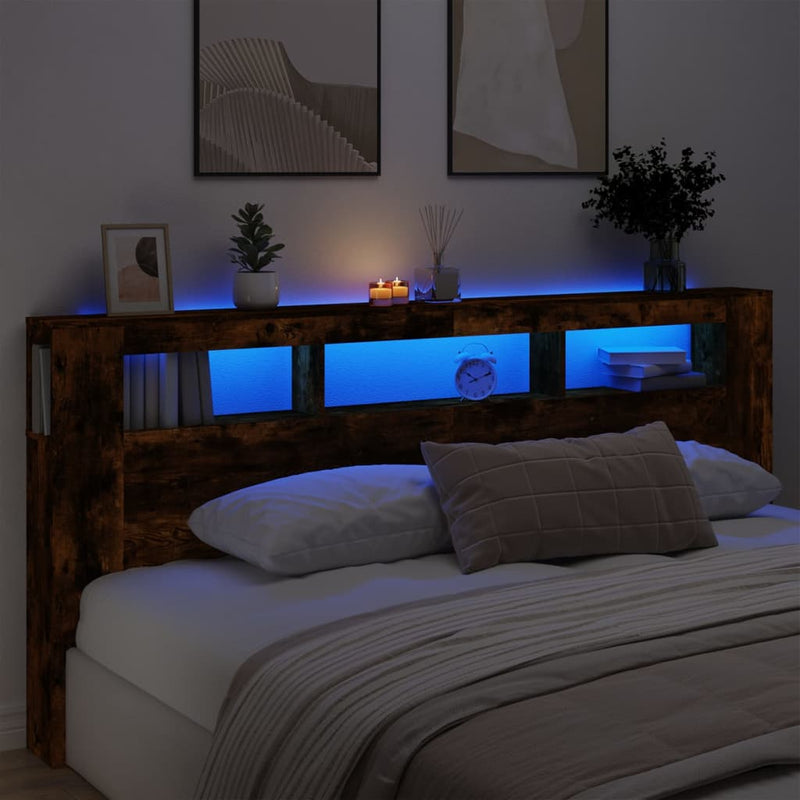 Led Hoofdbord 140 X 18,5 X 103,5 Cm Bewerkt Hout