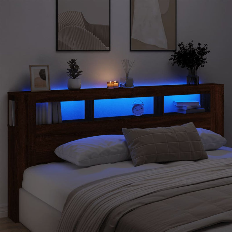 Led Hoofdbord 140 X 18,5 X 103,5 Cm Bewerkt Hout