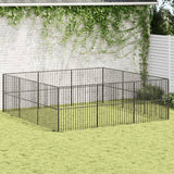 Hondenkennel 4 Panelen Gepoedercoat Staal Zwart