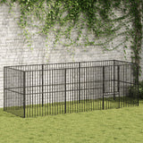 Hondenkennel 4 Panelen Gepoedercoat Staal Zwart