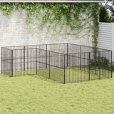 Hondenkennel 4 Panelen Gepoedercoat Staal Zwart