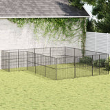 Hondenkennel 4 Panelen Gepoedercoat Staal Zwart
