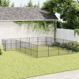 Hondenkennel 4 Panelen Gepoedercoat Staal Zwart