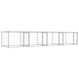 Hondenhok Met Deuren 8X2X1,5 M Gegalvaniseerd Staal Grijs