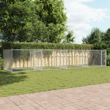 Hondenhok Met Deuren 8X2X1,5 M Gegalvaniseerd Staal Grijs