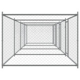 Hondenhok Met Deuren 8X2X1,5 M Gegalvaniseerd Staal Grijs