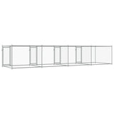 Hondenhok Met Deuren 8X2X1,5 M Gegalvaniseerd Staal Grijs