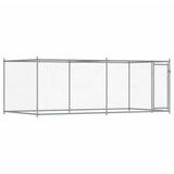Hondenhok Met Deur 4X2X1,5 M Gegalvaniseerd Staal Grijs
