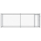 Hondenhok Met Deur 4X2X1,5 M Gegalvaniseerd Staal Grijs