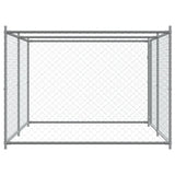 Hondenhok Met Deur 4X2X1,5 M Gegalvaniseerd Staal Grijs