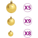 Kunstkerstboom Met Scharnieren 150 Led's En Kerstballen