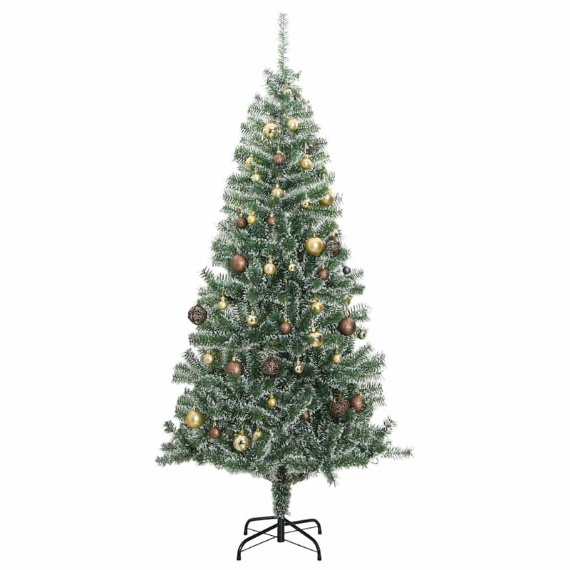 Kunstkerstboom Met 300 Led's Kerstballen En Sneeuw