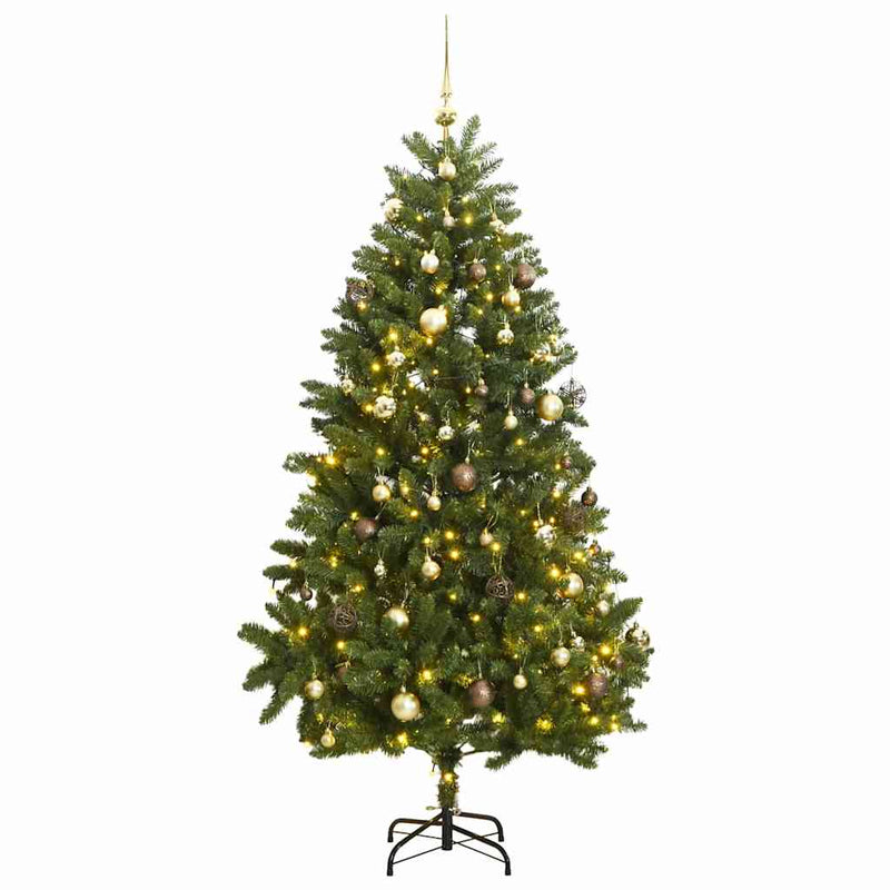 Kunstkerstboom Met Scharnieren 300 Led's En Kerstballen