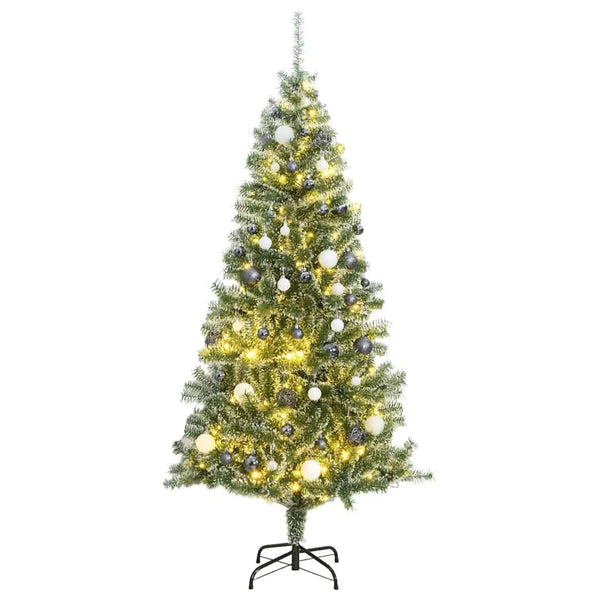 Kunstkerstboom Met 300 Led's Kerstballen En Sneeuw
