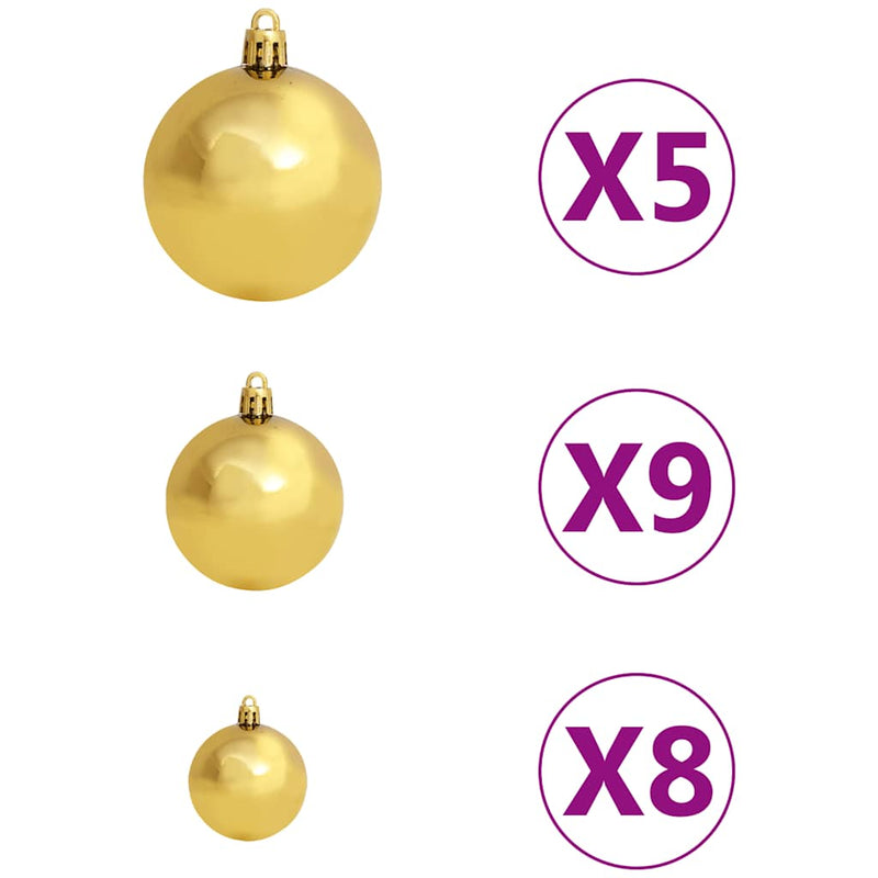 Kunstkerstboom Met Scharnieren 150 Led's En Kerstballen 150 Cm
