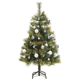 Kunstkerstboom Met Scharnieren 150 Led's En Kerstballen 120 Cm