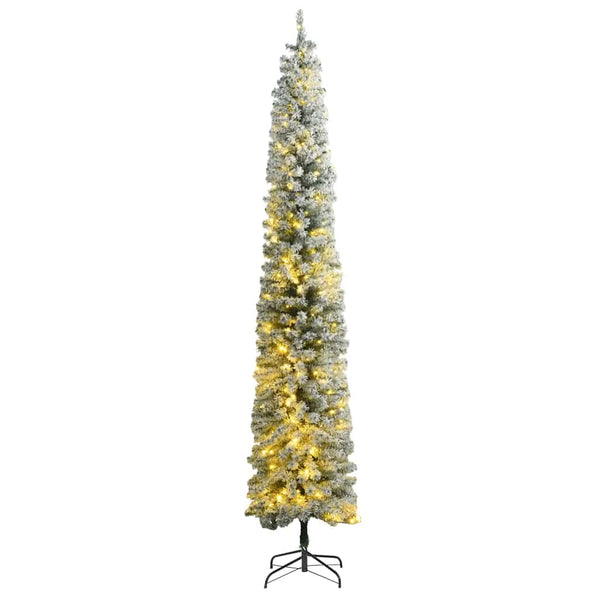 Kerstboom Smal Met 300 Led's En Sneeuw 270 Cm