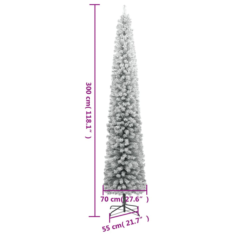 Kerstboom Smal 300 Led's En Sneeuw