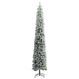 Kerstboom Smal 300 Led's Kerstballen En Sneeuw
