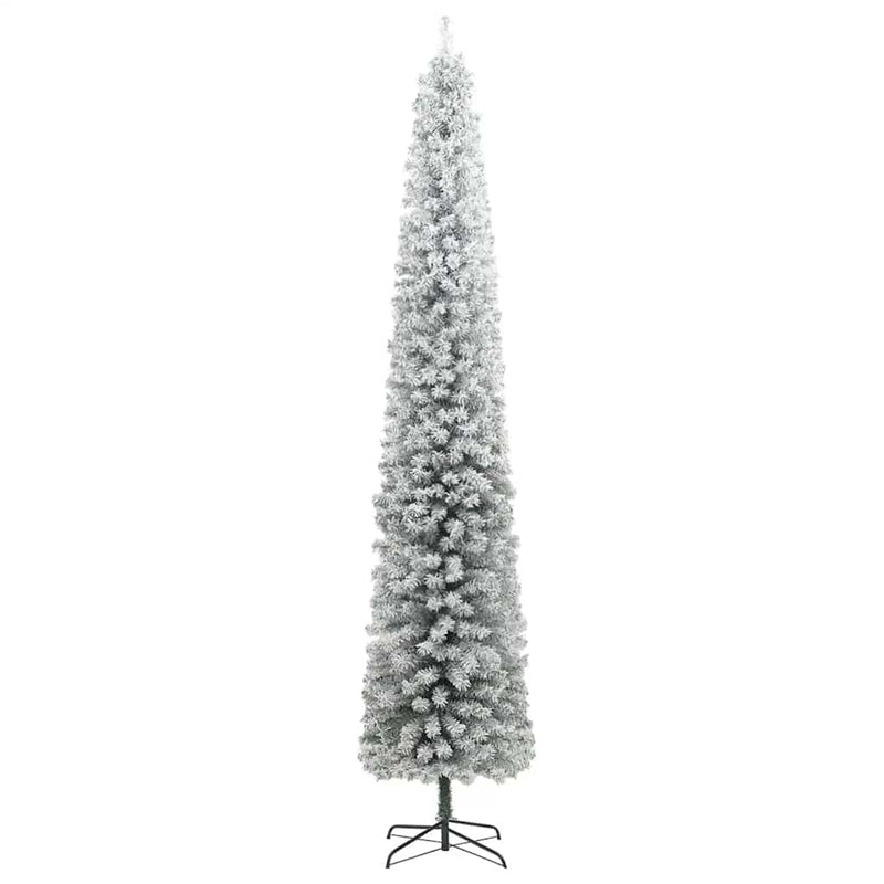 Kerstboom Smal 300 Led's Kerstballen En Sneeuw