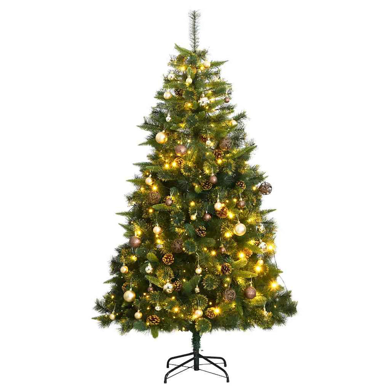 Kunstkerstboom Met Scharnieren 300 Led's En Kerstballen