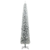 Kerstboom Smal Met 300 Led's Kerstballen En Sneeuw
