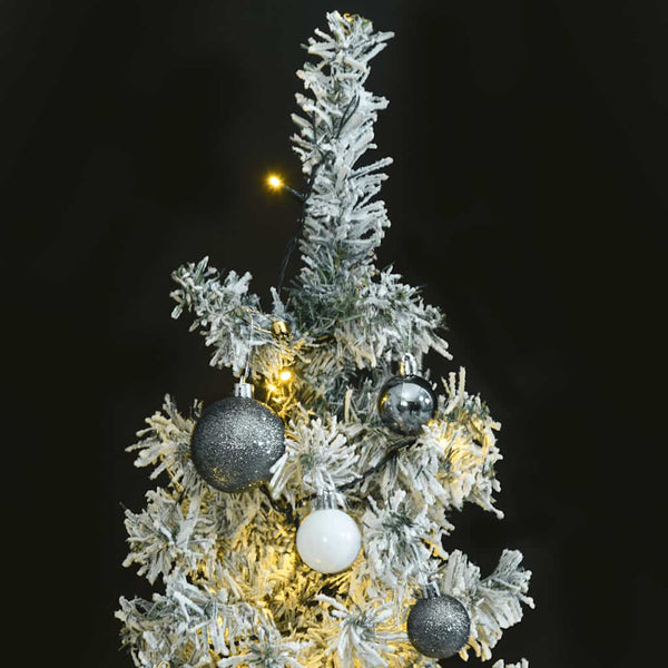 Kerstboom Smal 300 Led's Kerstballen En Sneeuw 300 Cm