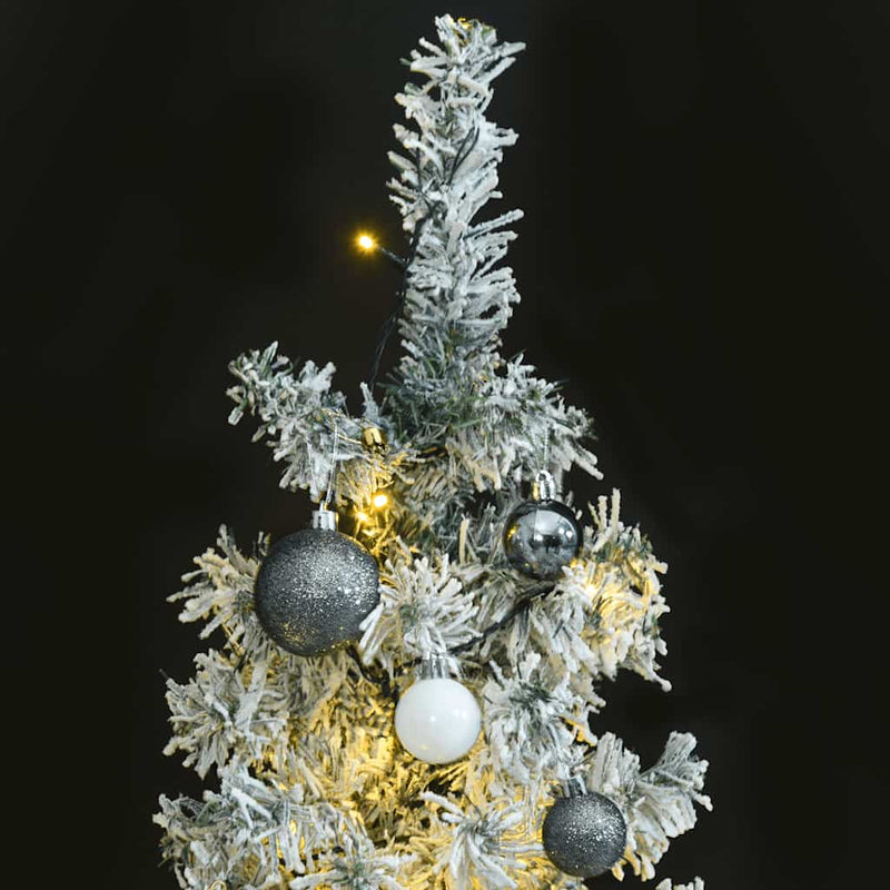 Kerstboom Smal 300 Led's Kerstballen En Sneeuw 300 Cm