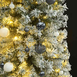 Kerstboom Smal 300 Led's Kerstballen En Sneeuw 300 Cm