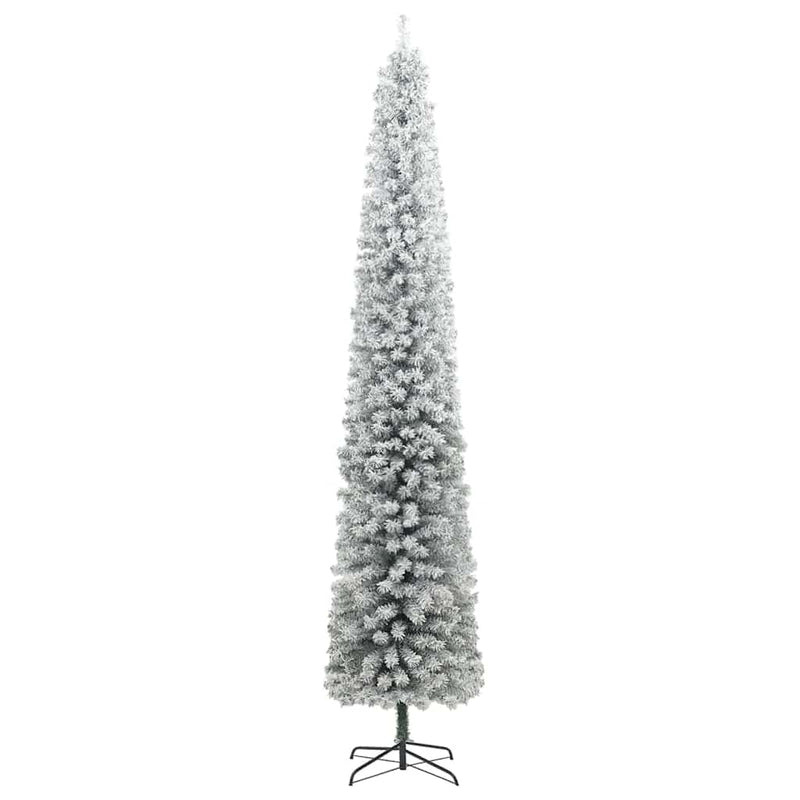 Kerstboom Smal 300 Led's Kerstballen En Sneeuw 300 Cm