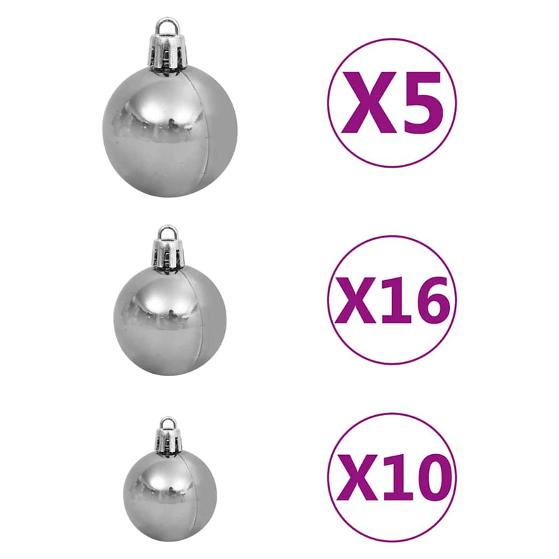 Kerstboom Smal 300 Led's Kerstballen En Sneeuw 300 Cm