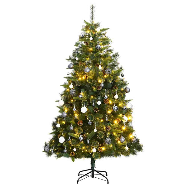 Kunstkerstboom Met Scharnieren 300 Led's En Kerstballen