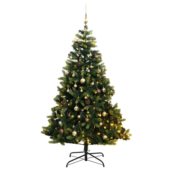 Kunstkerstboom Met Scharnieren 150 Led's En Kerstballen