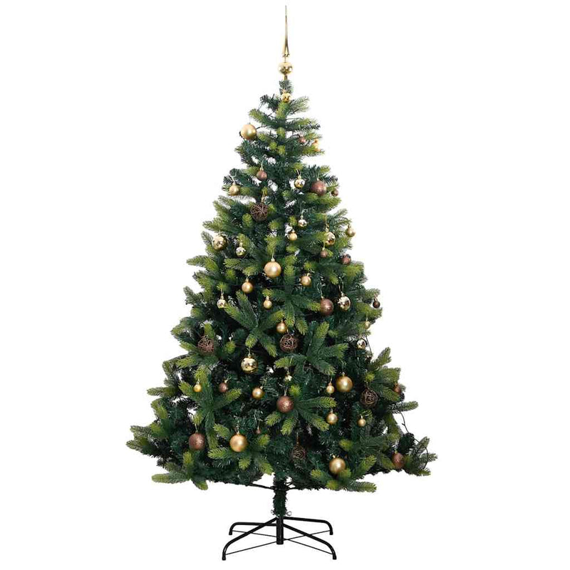 Kunstkerstboom Met Scharnieren 150 Led's En Kerstballen