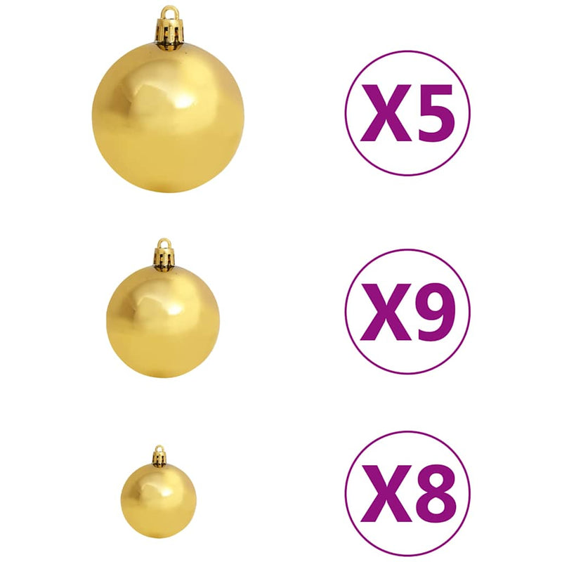 Kunstkerstboom Met Scharnieren 150 Led's En Kerstballen
