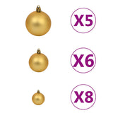 Kunstkerstboom Met Scharnieren 150 Led's En Kerstballen