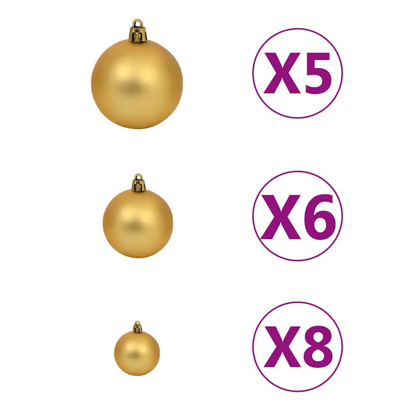 Kunstkerstboom Met Scharnieren 150 Led's En Kerstballen