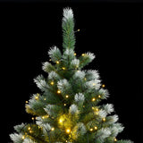 Kunstkerstboom Met Scharnieren 300 Led's En Sneeuw