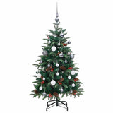 Kunstkerstboom Met Scharnieren 150 Led's En Kerstballen 120 Cm